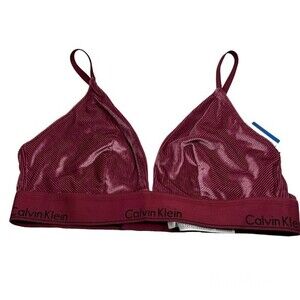 Calvin Klein bra women unlined sans double burgundy bra triangle size XL chic